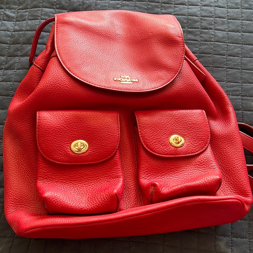 Red Coach Backpack Purse